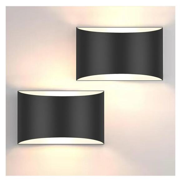 FOLKSMATE LED Wall Sconce Set (2) – 10W 3000K Modern Black Lights - Picture 1 of 5